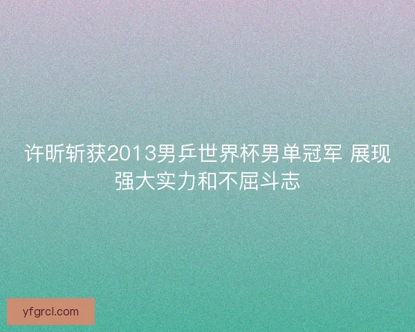 许昕斩获2013男乒世界杯男单冠军 展现强大实力和不屈斗志